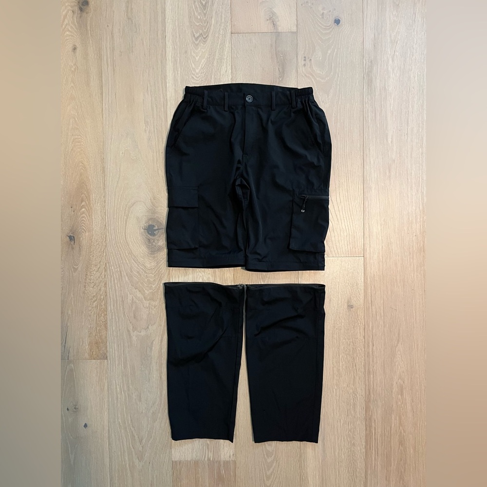 Black Lightweight Gash Hao 2 in 1 Hiking detachable Shorts/Pants